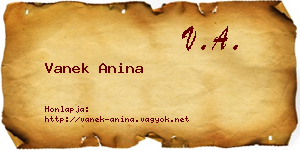 Vanek Anina névjegykártya